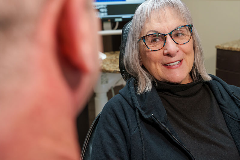 Patient smiling at doctor