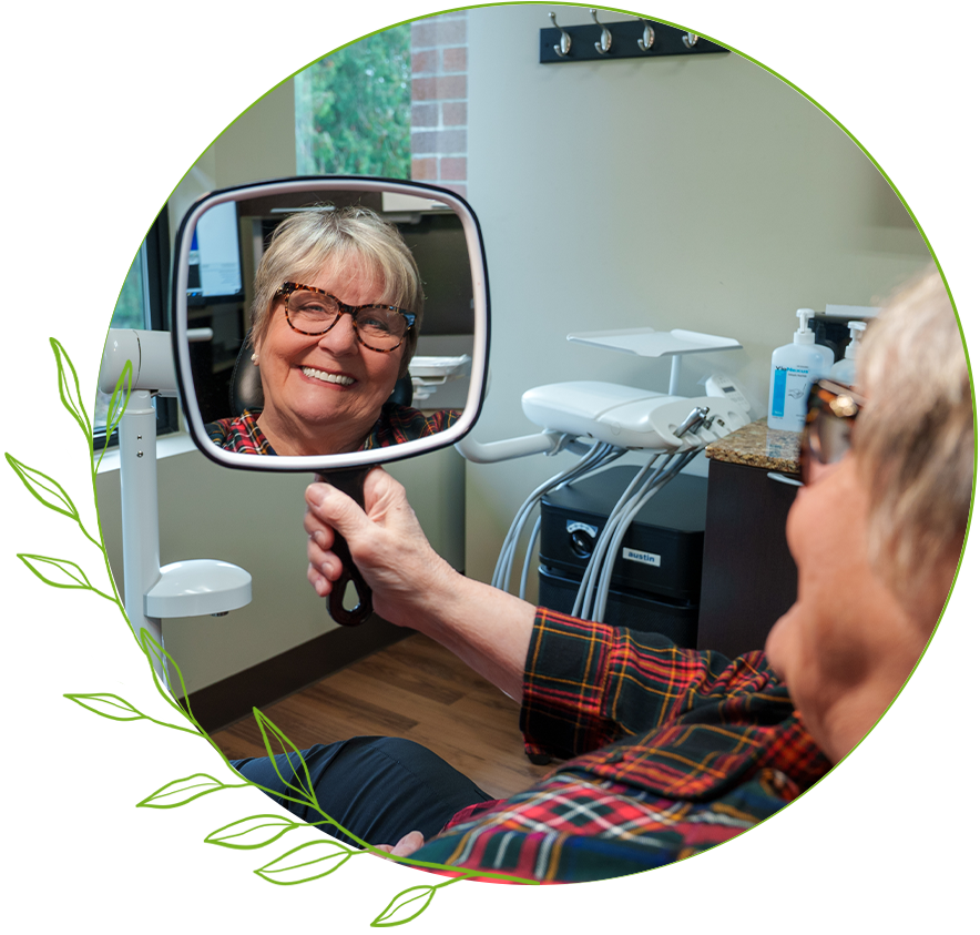 Patient Looking into mirror